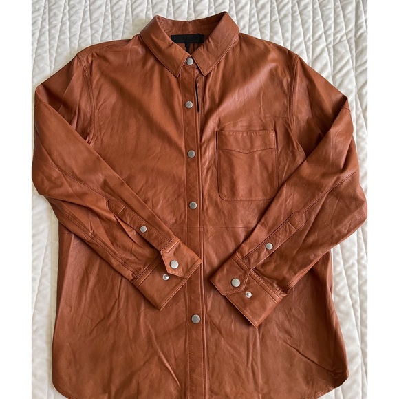 Rag & Bone Women Jack Leather Button Down Shirt in Large - Picture 15 of 17